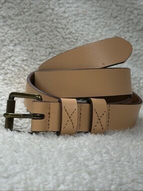 American Eagle Vintage 70s Tan leather belt with brass hardware M EUC!